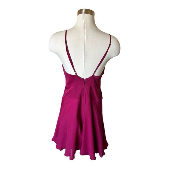 Haute Hippie Intermix Cassidy Mini Layer Dress Sz 6 Silk Fuchsia Crossover Front - Picture 6 of 9